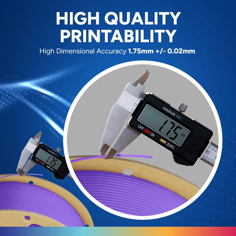 OVERTURE PLA Plus (PLA+) Filament 1.75mm, Stronger & More Durable, Professional Toughness 3D Printer Filament 1kg (2.2lbs), High Precision +/- 0.02mm, Tangle-Free (Purple) - Image 4